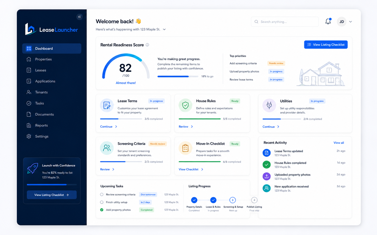 LeaseLauncher rental readiness dashboard preview